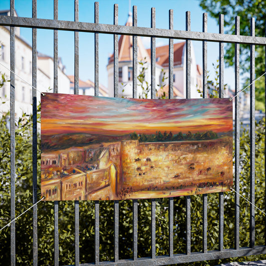 Kotel at Dusk by Pessy Samson Sukkah Tapestry (waterproof)