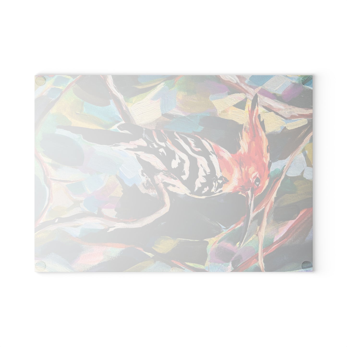 Painted Hoopoe Glass Cutting Board