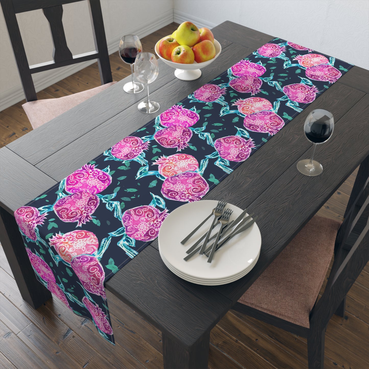 “Pomegranate Whimsy” by Leah Luria Table Runner (Cotton, Poly)