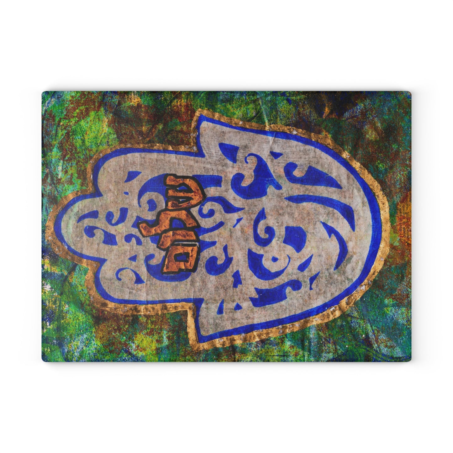 "Hamsa of Peace" Glass Challah Board by Esther Cohen