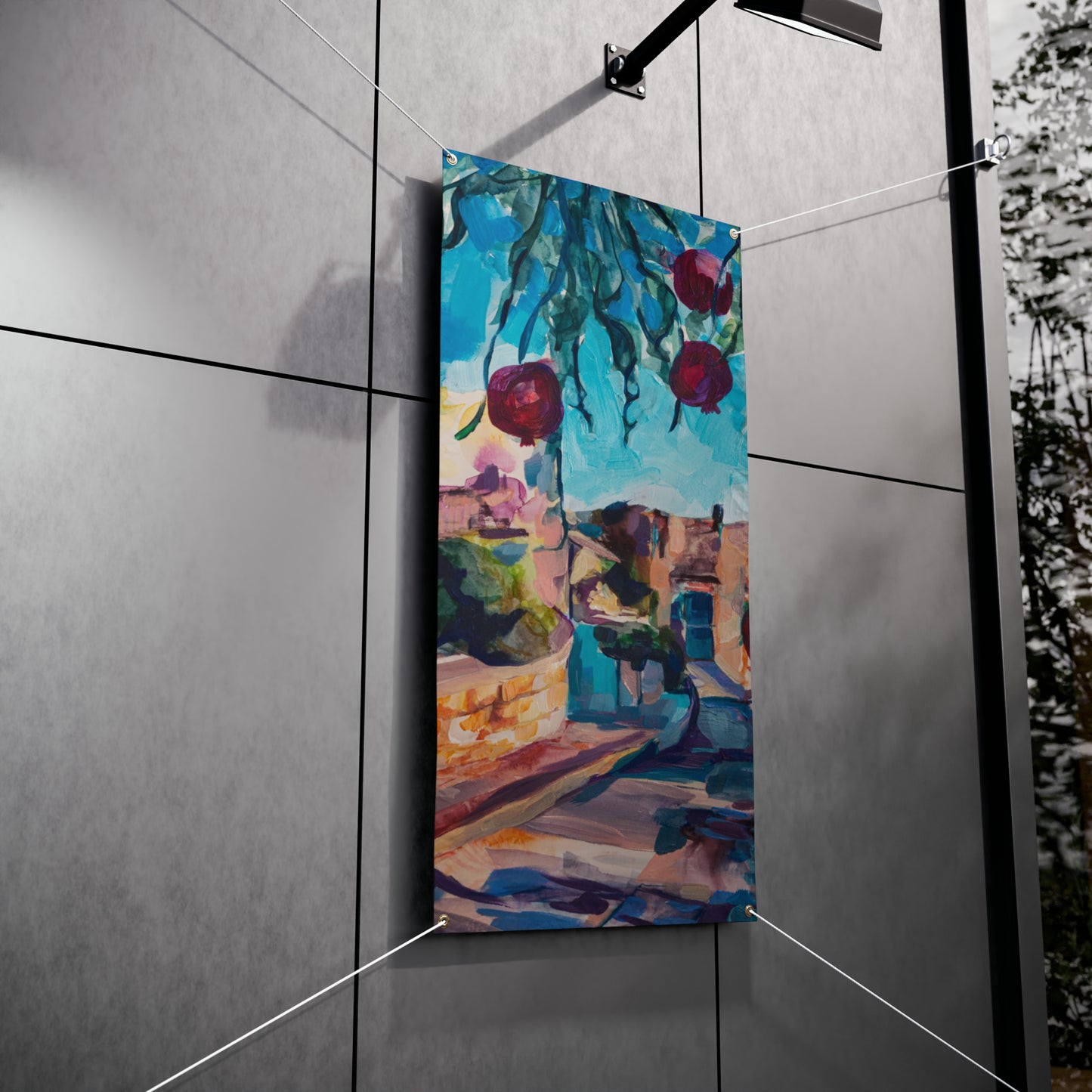 Dancing Shadows of Tzfat Sukkah Tapestry (waterproof)