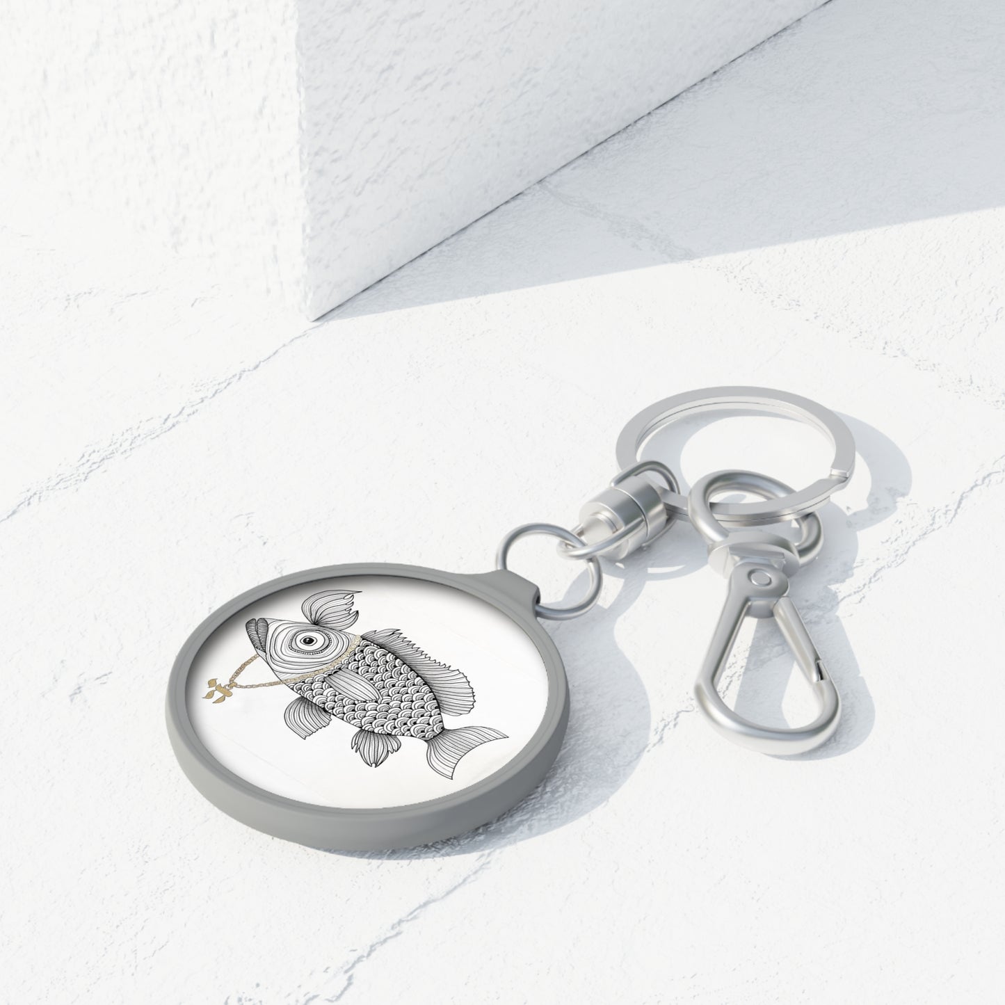 Fish with a Chai Necklace by Yael Flatauer Keyring