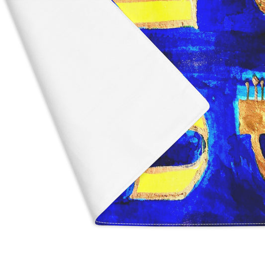 Shabbat Shalom in Cobalt by Dov Laimon Shabbat Challah Cover