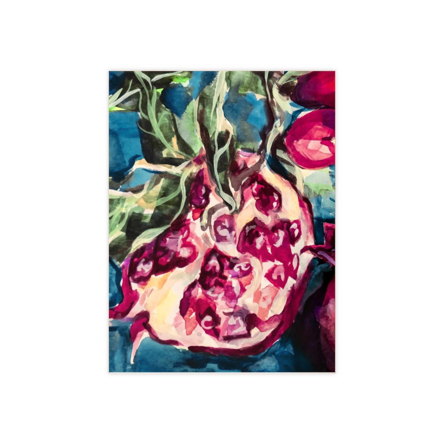 Painted Pomegranates II by Leah Luria Ceramic Tile