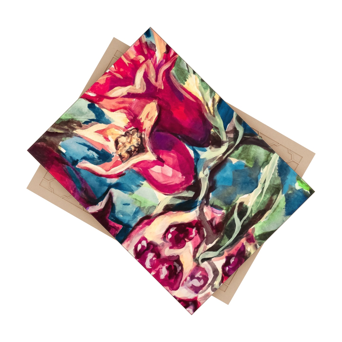 Painted Pomegranates III by Leah Luria Ceramic Tile