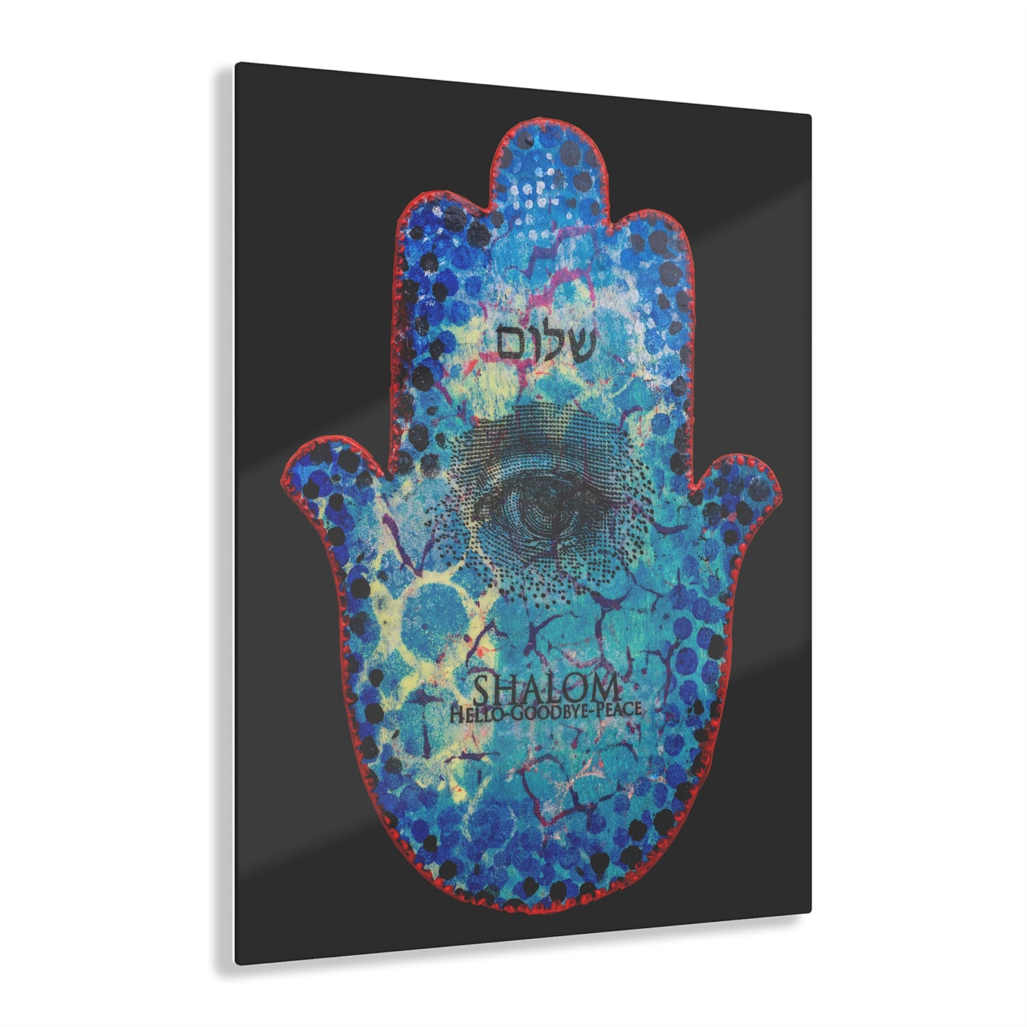 "Hamsa in Blues" by Esther Cohen Glossy Acrylic Print