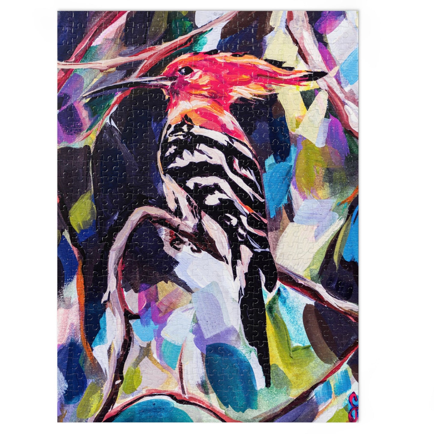Painted Hoopoe Painting by Leah Luria Jigsaw Puzzle