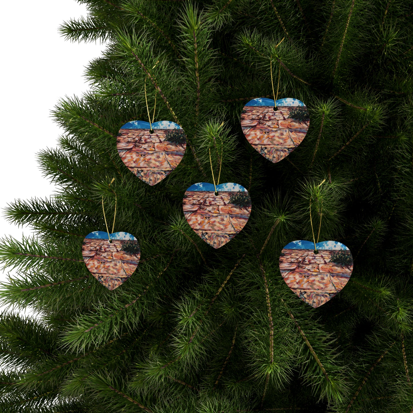 Kotel from Below Heart Shaped Ceramic Car Accessory by Leah Luria