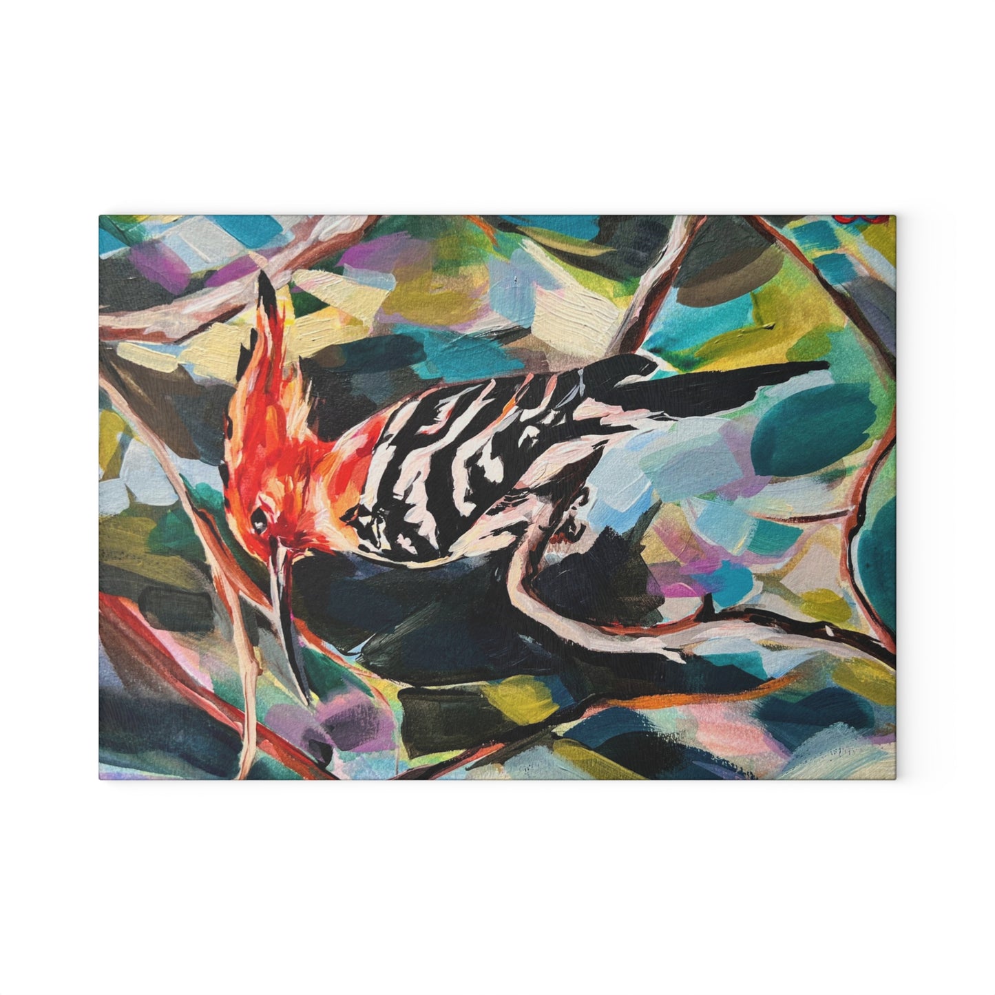Painted Hoopoe Glass Cutting Board