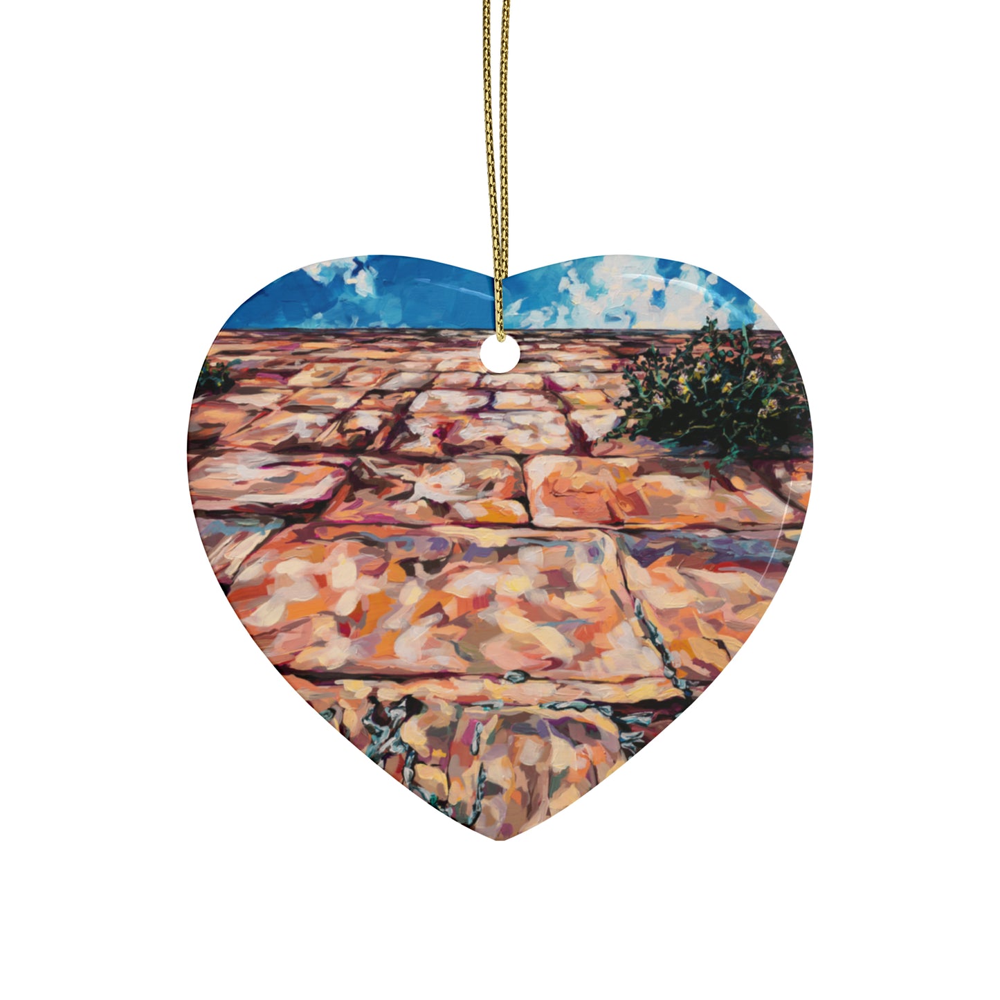 Kotel from Below Heart Shaped Ceramic Car Accessory by Leah Luria