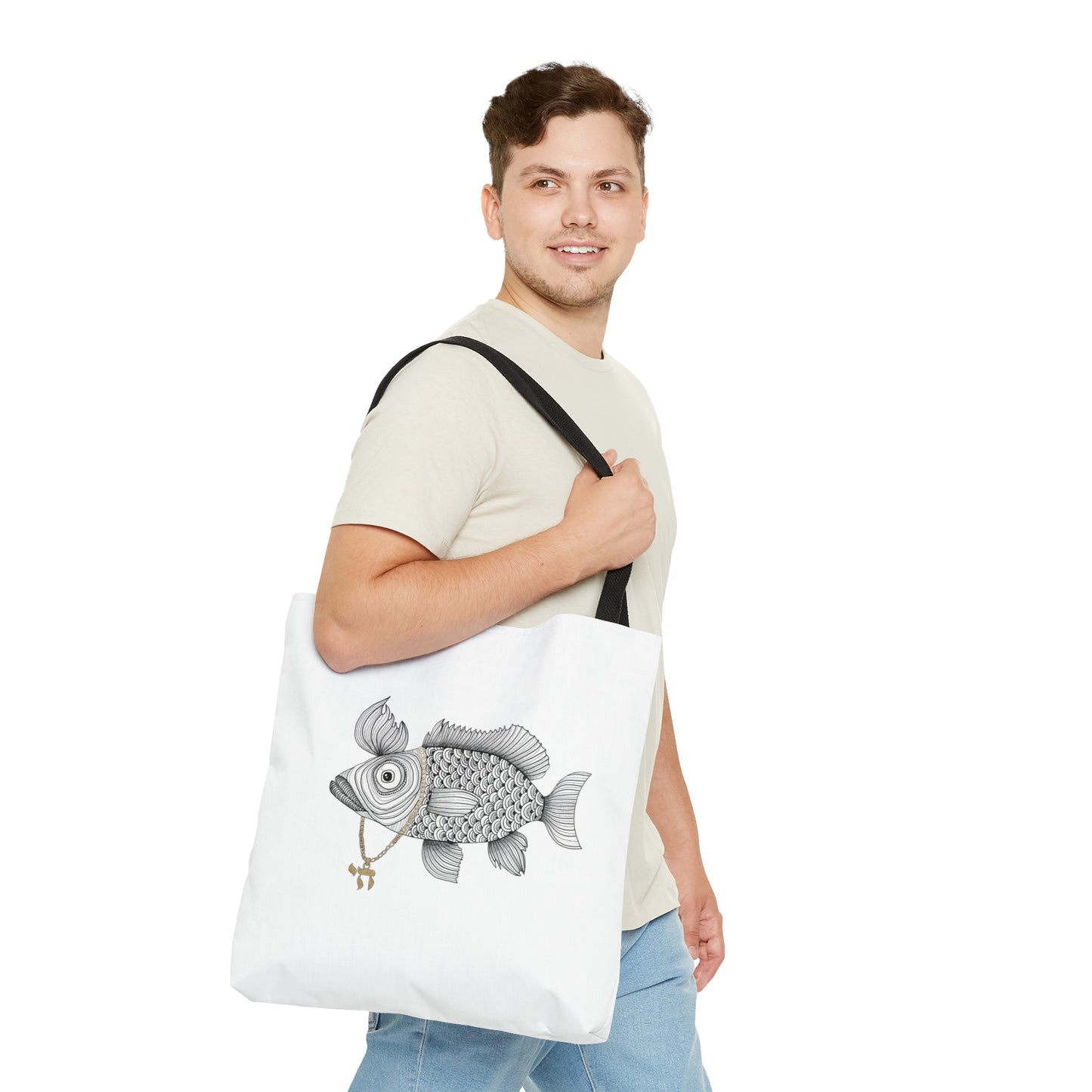 Chai Fish Tote Bag by Yael Flatauer