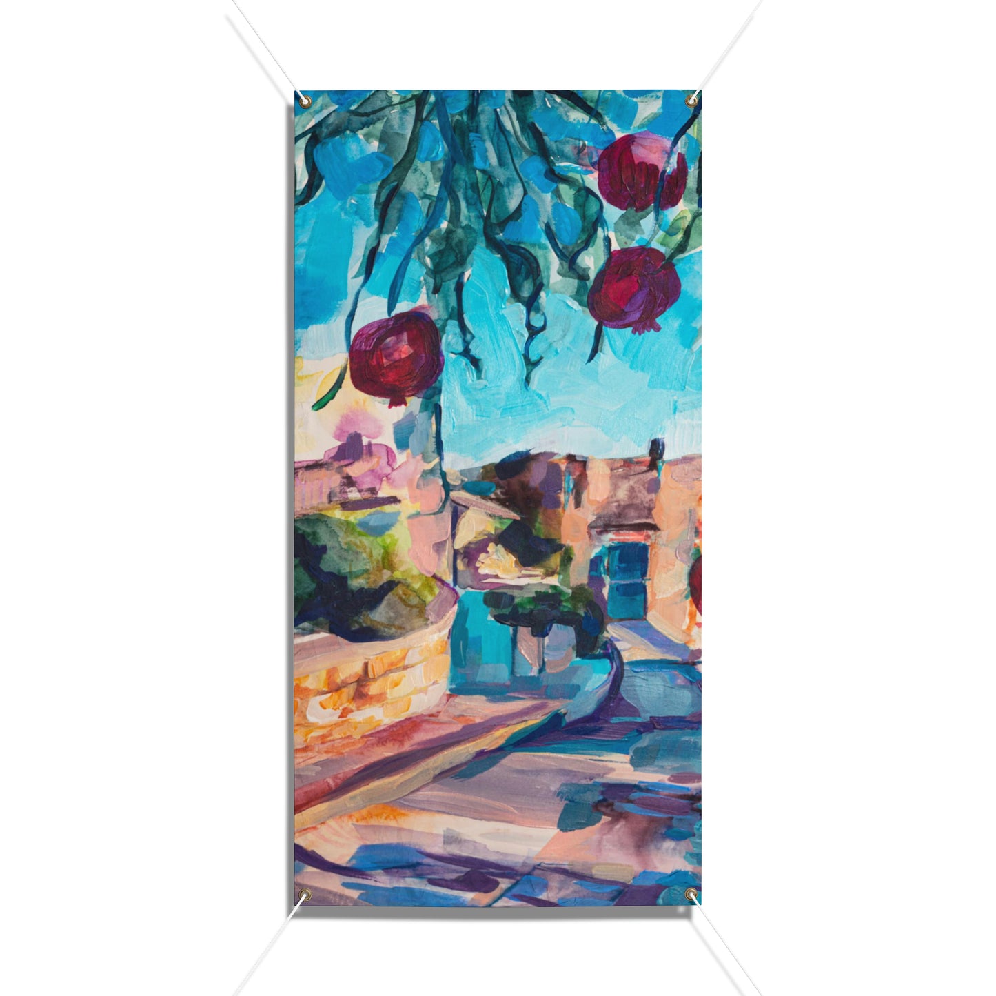 Dancing Shadows of Tzfat Sukkah Tapestry (waterproof)