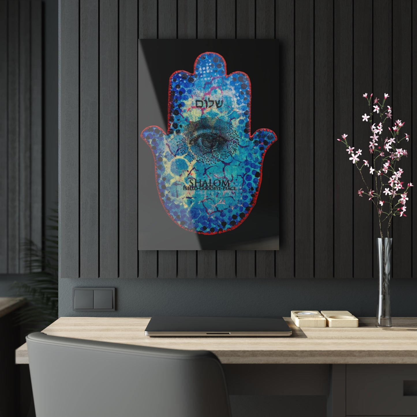 "Hamsa in Blues" by Esther Cohen Glossy Acrylic Print