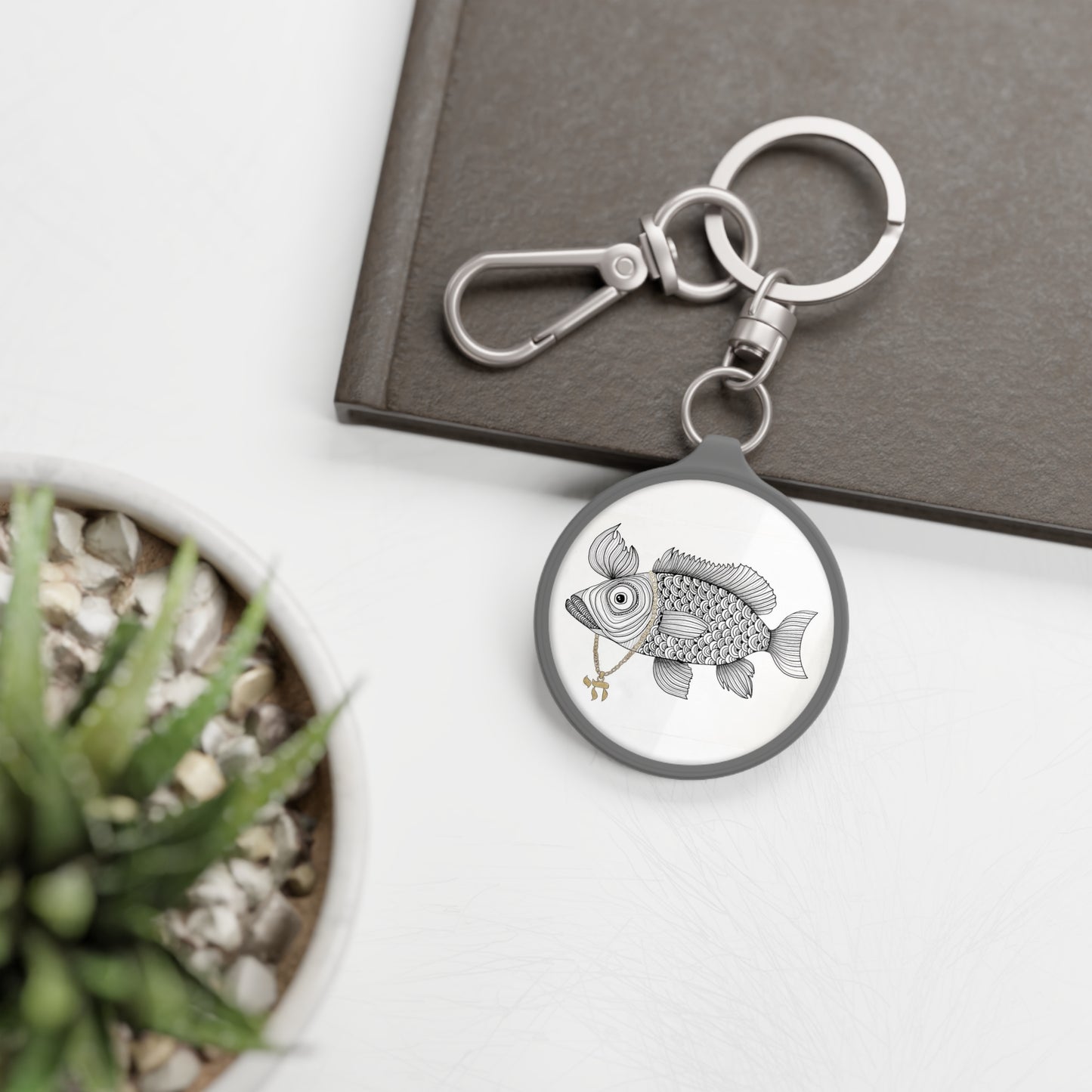 Fish with a Chai Necklace by Yael Flatauer Keyring