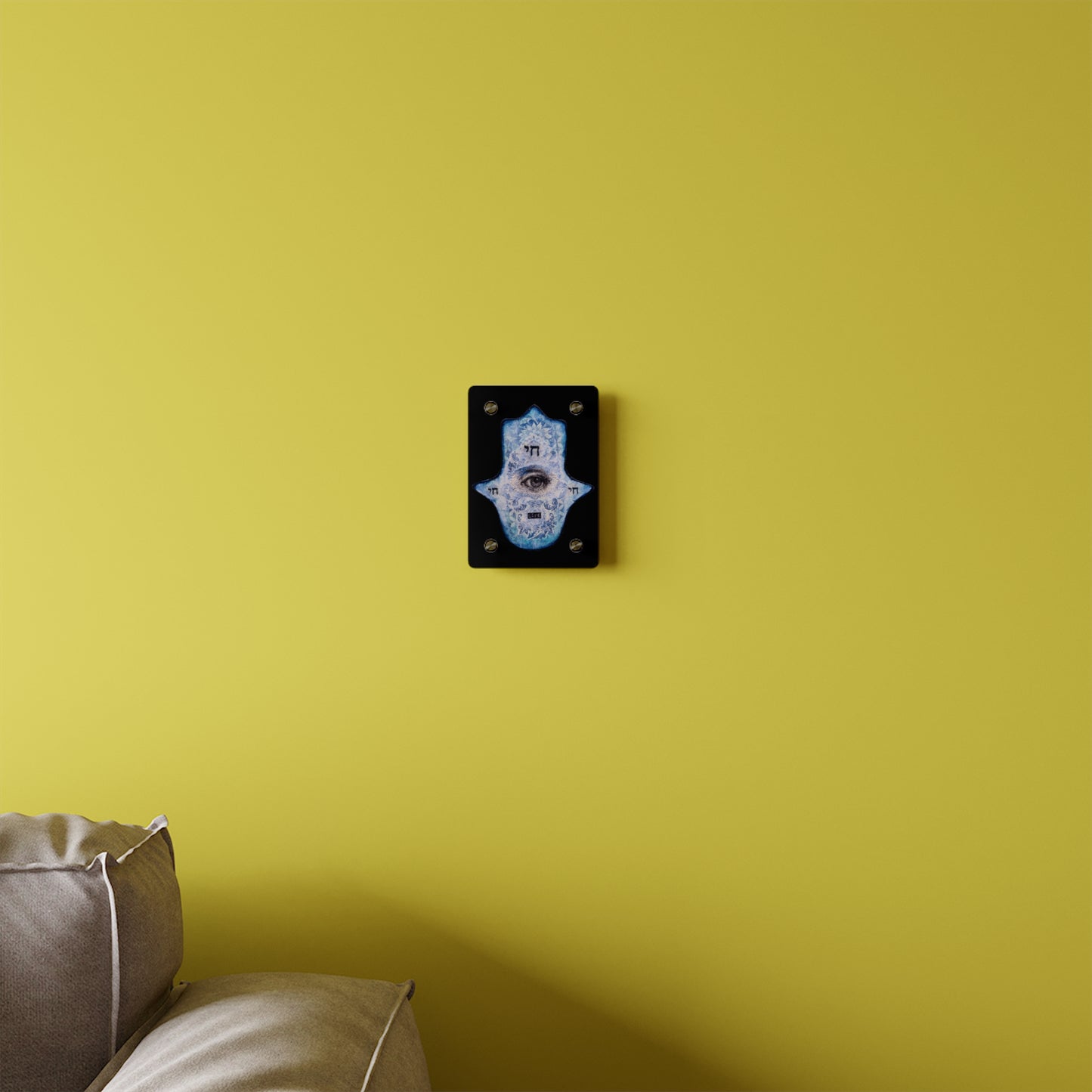 "Blue Chai Hamsa" by Esther Cohen Glossy Acrylic Print