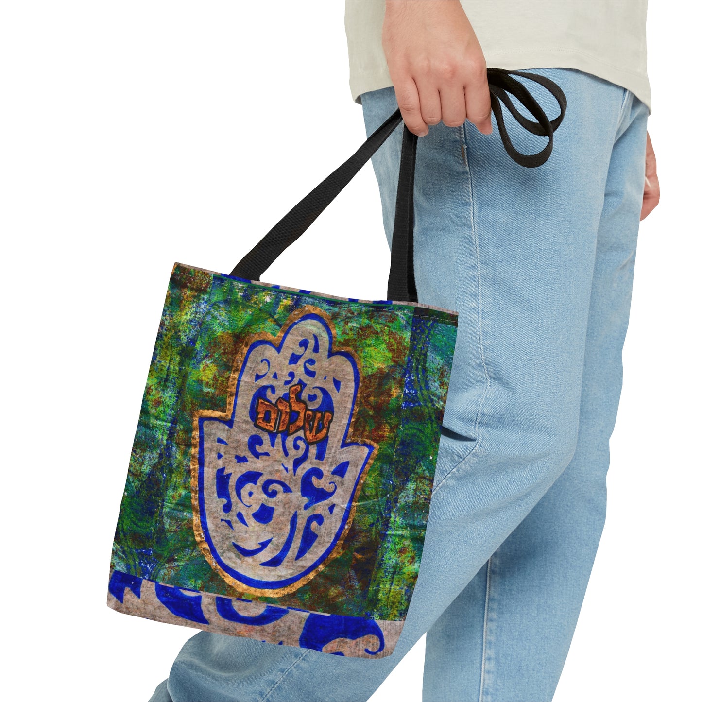 "Hamsa of Peace in Turquoise" by Esther Cohen Tote Bag
