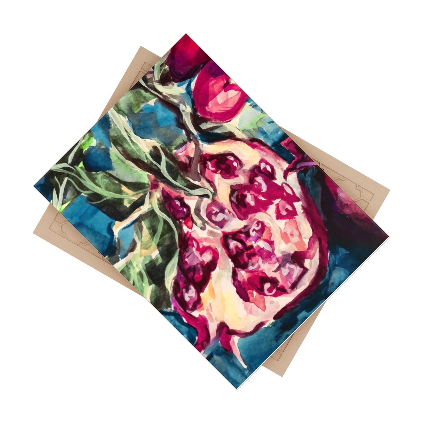 Painted Pomegranates II by Leah Luria Ceramic Tile