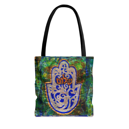 "Hamsa of Peace in Turquoise" by Esther Cohen Tote Bag