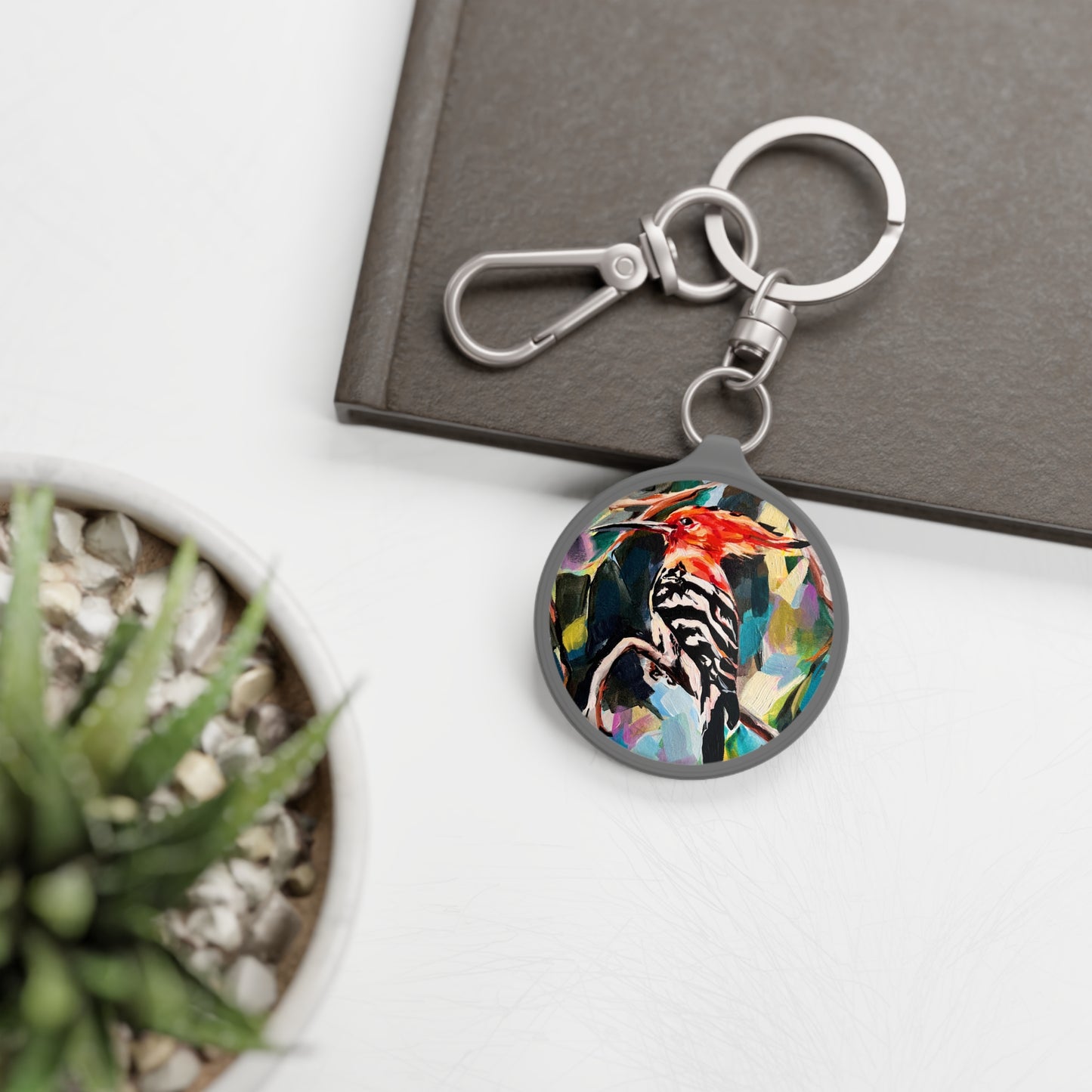 Hoopoe Birdie (Israel's National Bird) by Leah Luria Painted Keyring