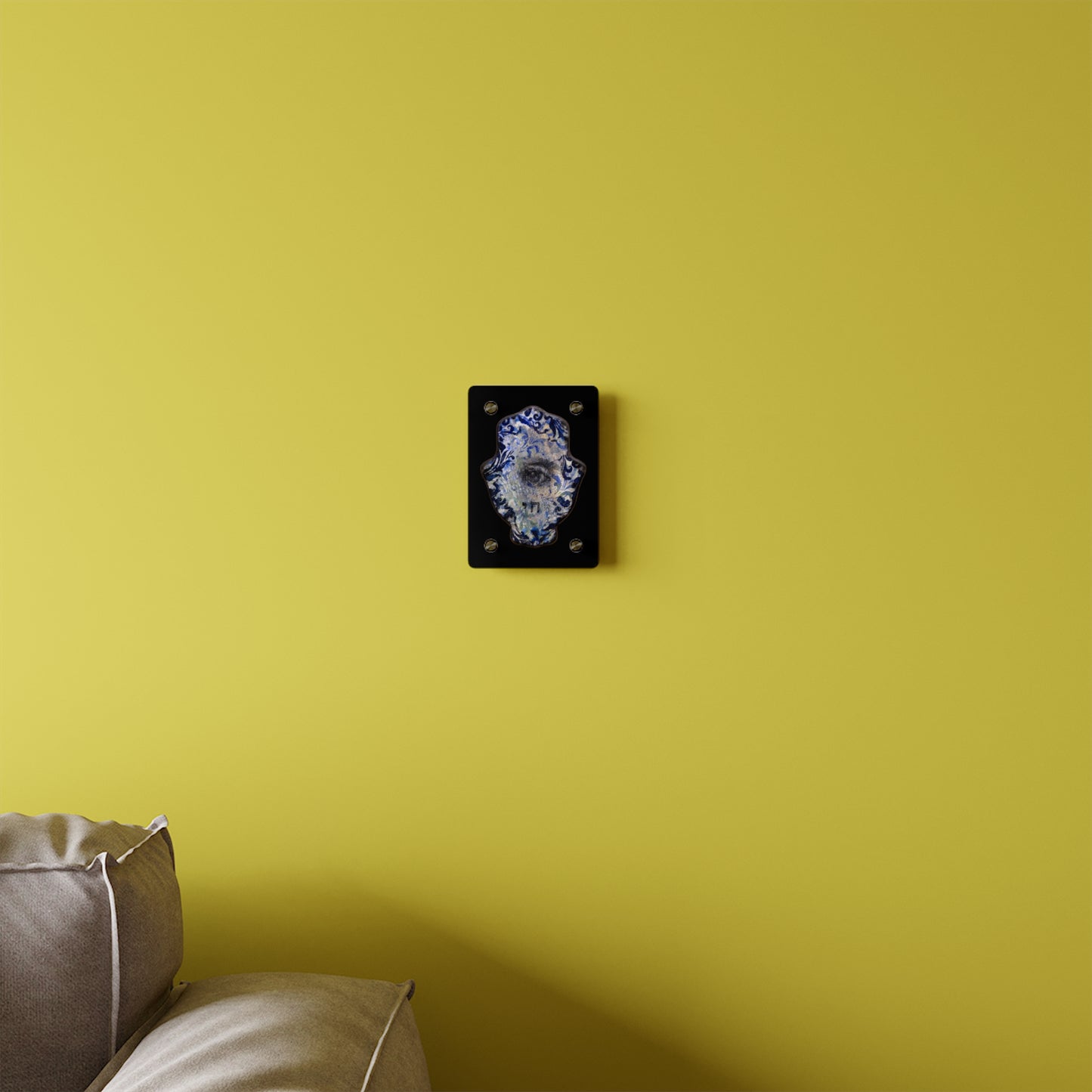 "Hamsa in Distressed Blues" by Esther Cohen Glossy Modern Acrylic Print