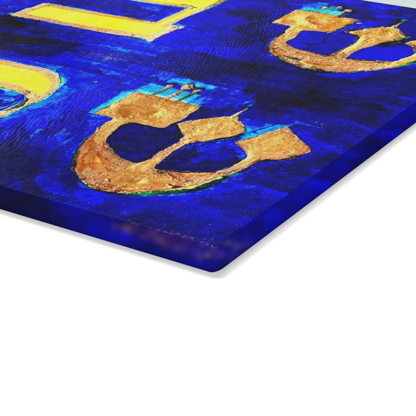 "Shabbat Shalom" Glass Challah Board by Dov Laimon