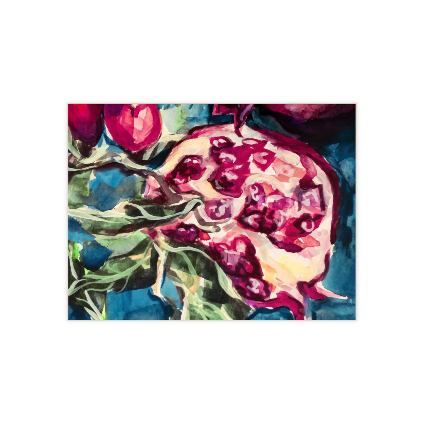 Painted Pomegranates II by Leah Luria Ceramic Tile