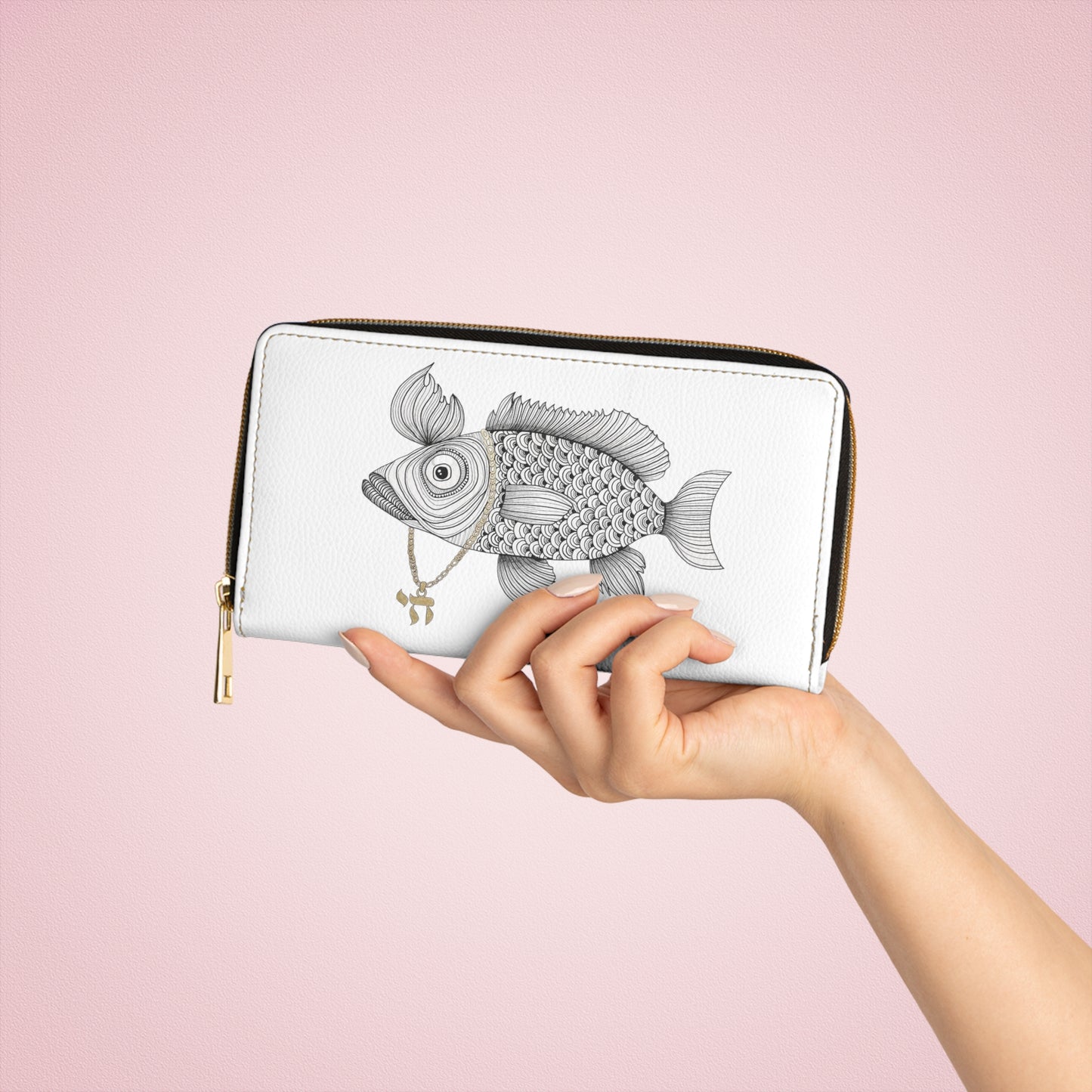 Chai Fish Zipper Wallet by Yael Flatauer
