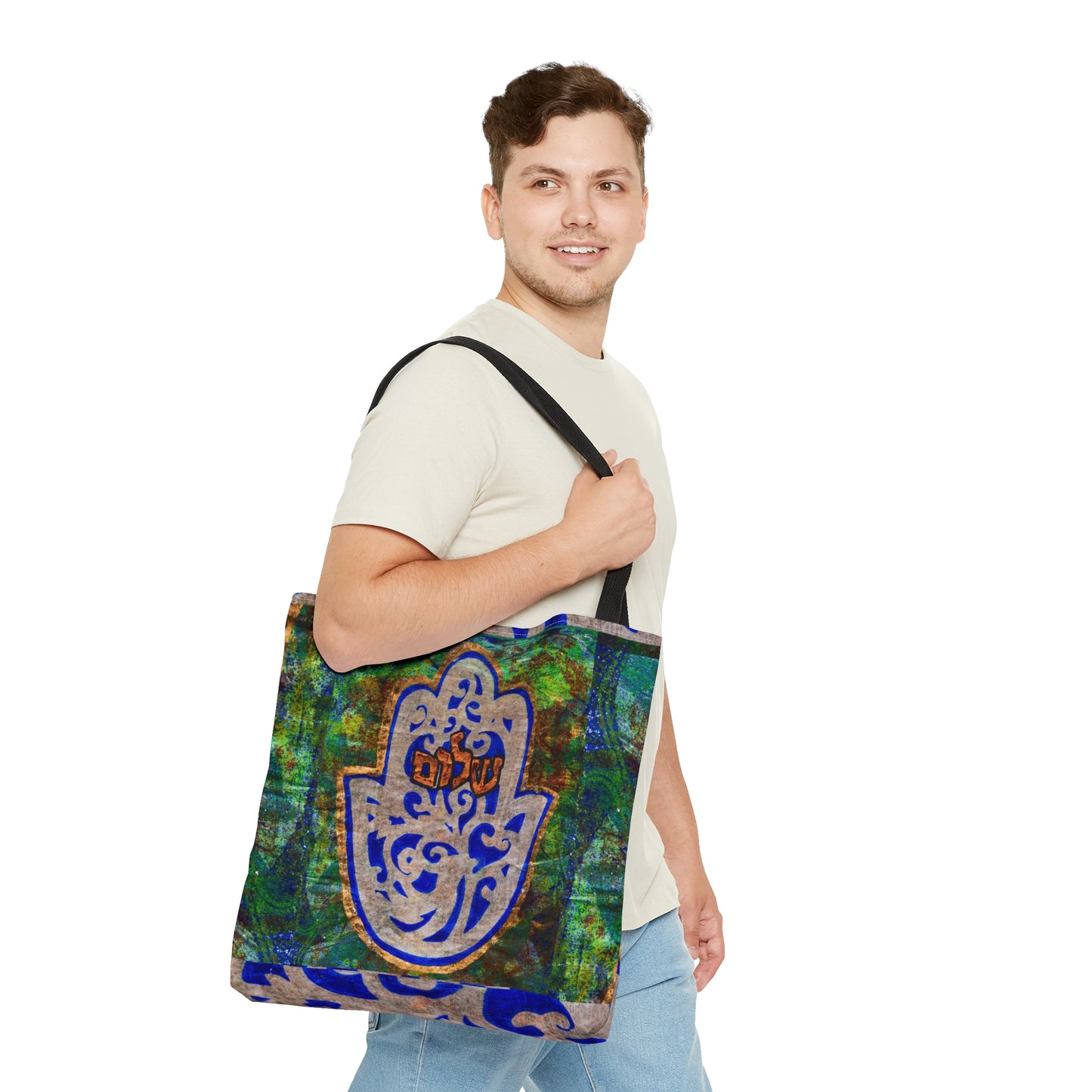"Hamsa of Peace in Turquoise" by Esther Cohen Tote Bag