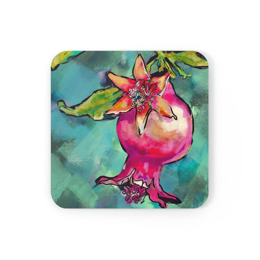 Pomegranate Cork Back Coaster