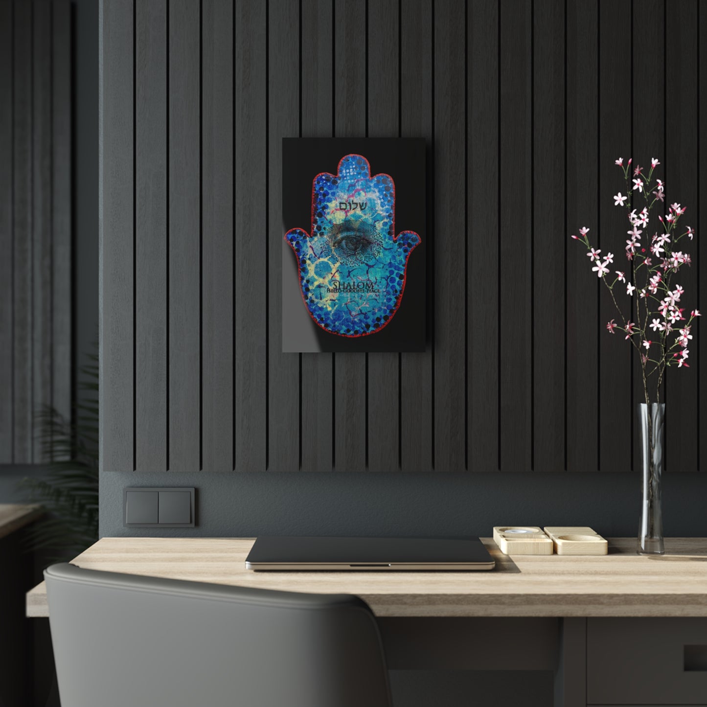 "Hamsa in Blues" by Esther Cohen Glossy Acrylic Print