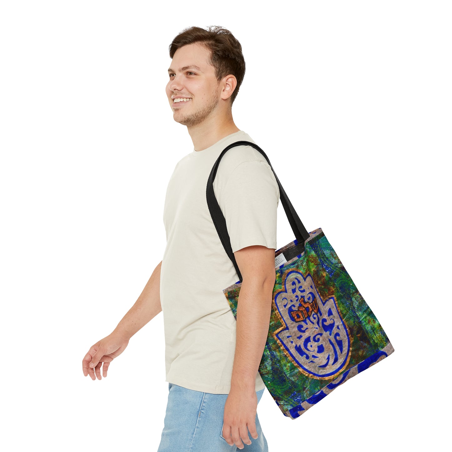 "Hamsa of Peace in Turquoise" by Esther Cohen Tote Bag