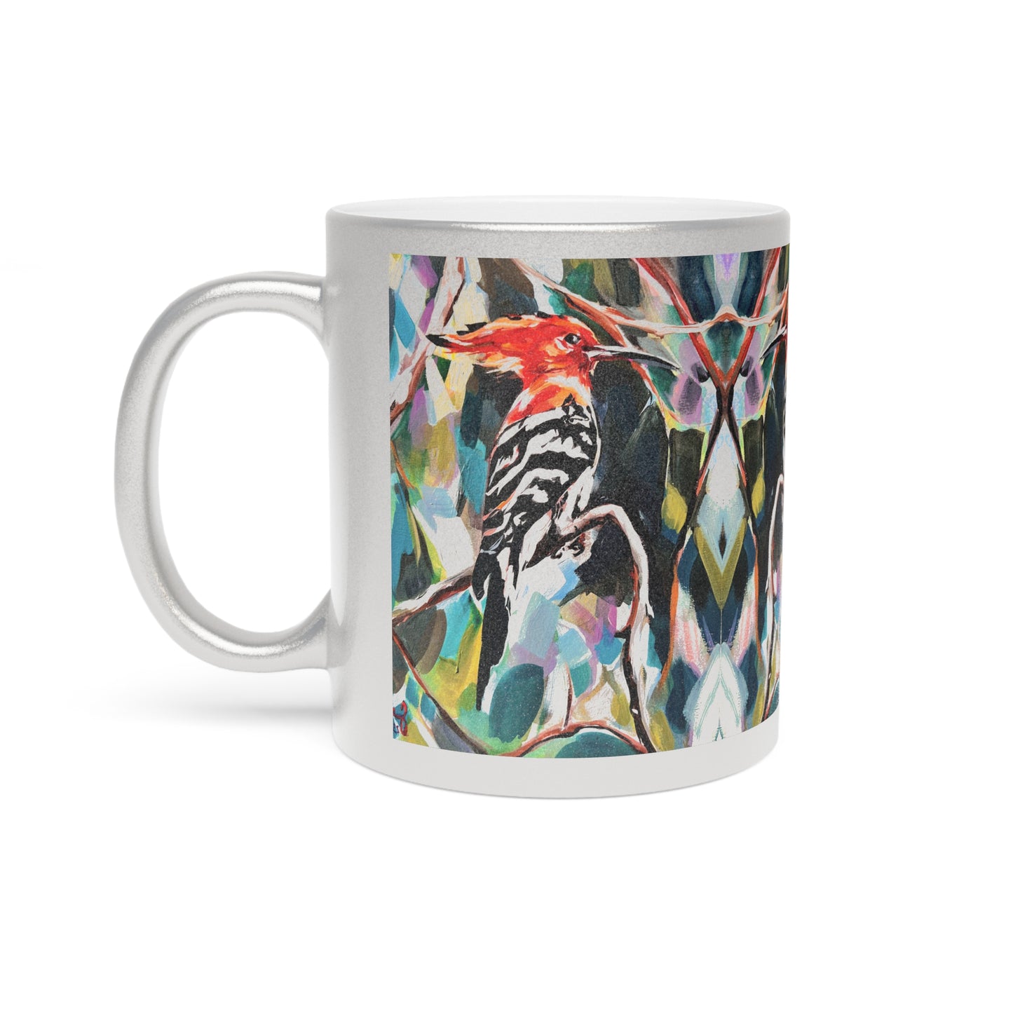 “Painted Hoopoe Bird” Metallic Mug by Leah Luria (Silver\Gold)