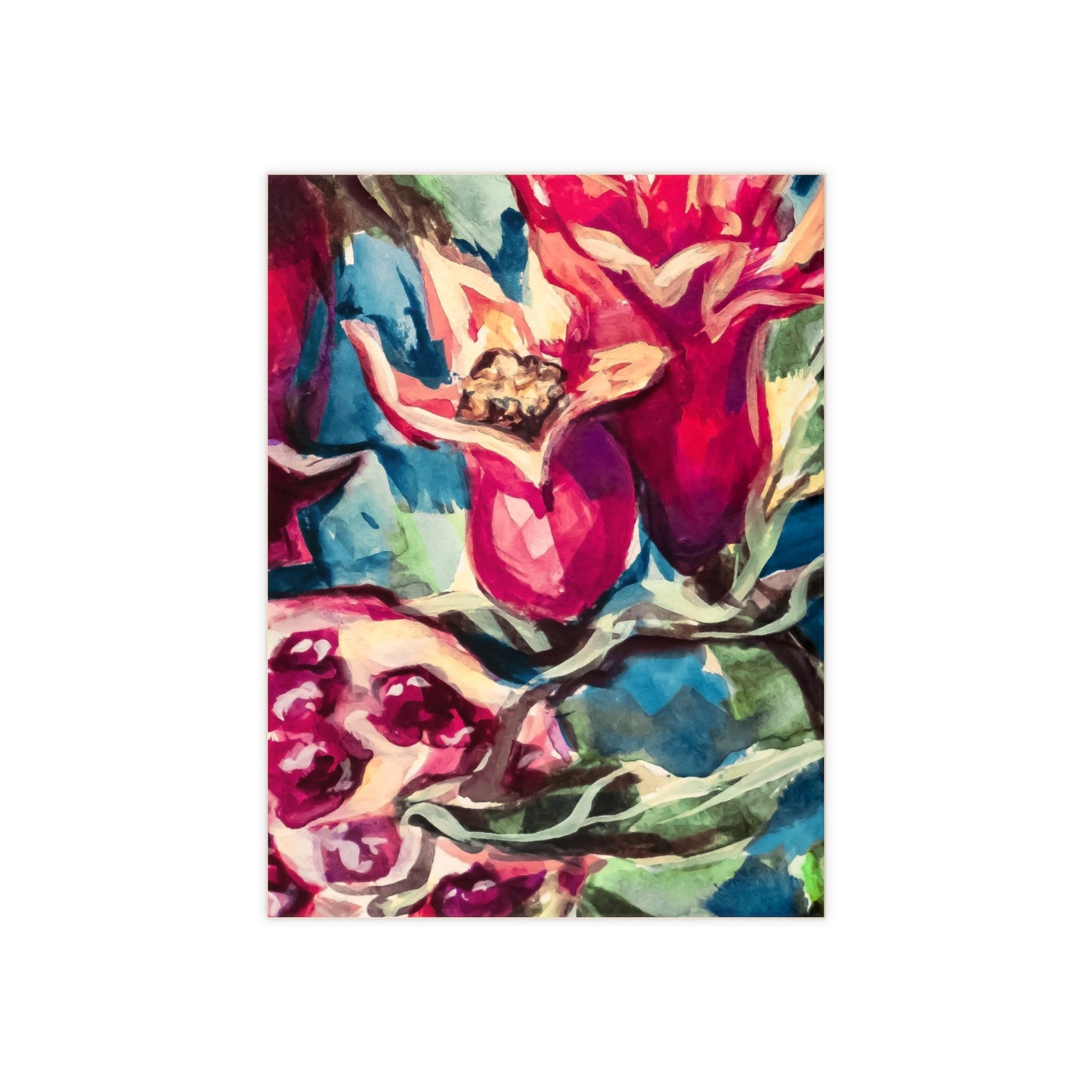 Painted Pomegranates III by Leah Luria Ceramic Tile
