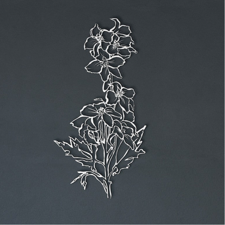 July Larkspur Birthflower by Leah Luria Metal Wall Art