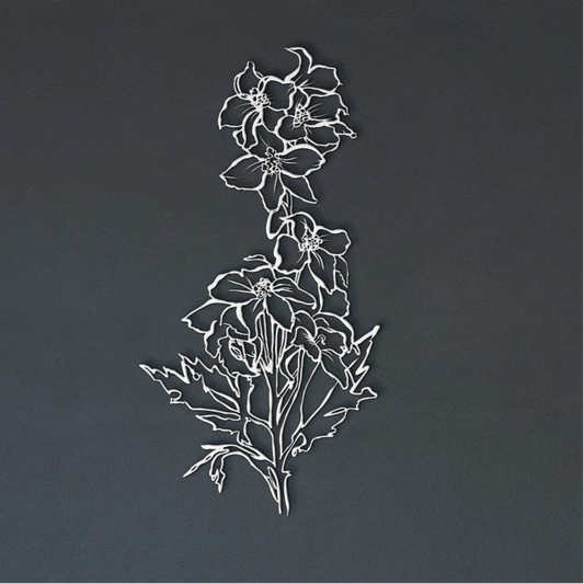 July Larkspur Birthflower by Leah Luria Metal Wall Art