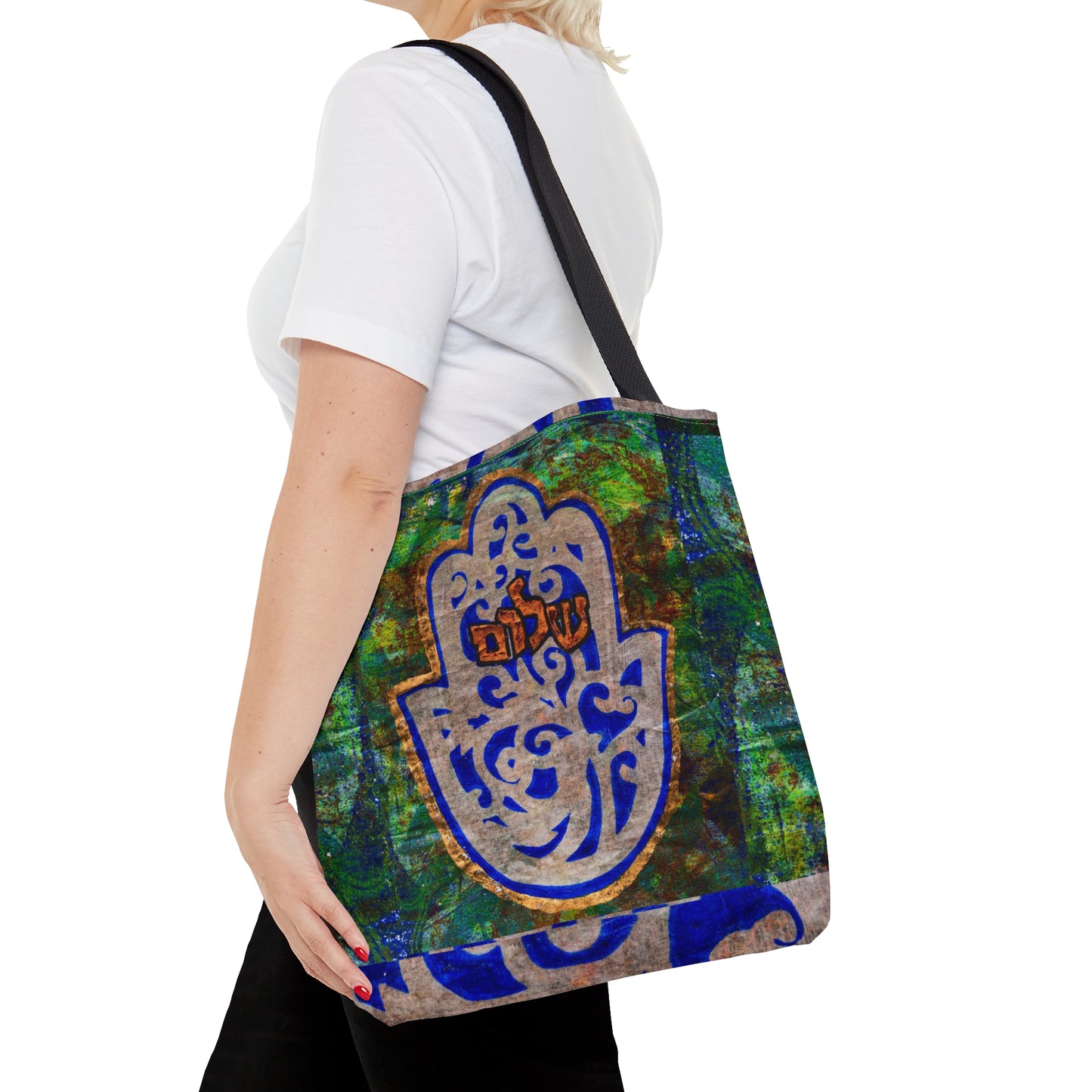 "Hamsa of Peace in Turquoise" by Esther Cohen Tote Bag