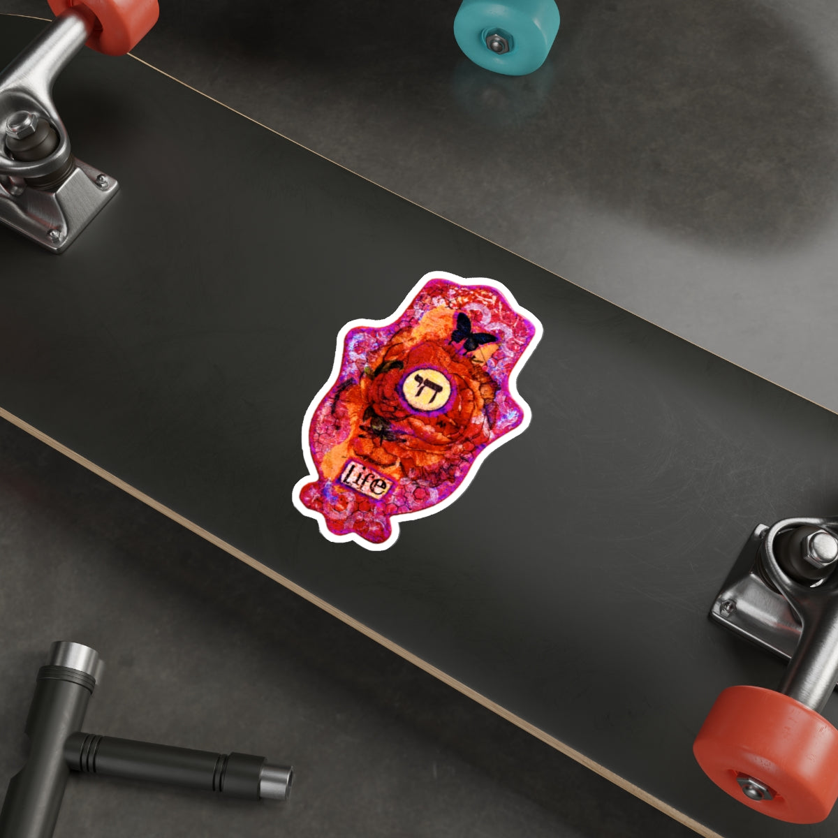"Hamsa in Fuchsia" Sticker by Esther Cohen