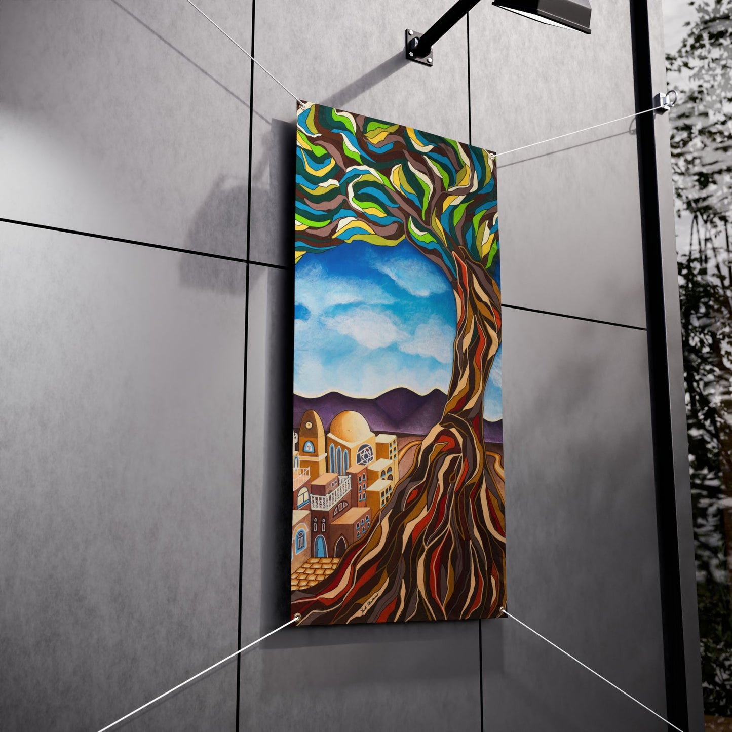 The Tree of Life by Yael Flatauer Sukkah Tapestry (waterproof)