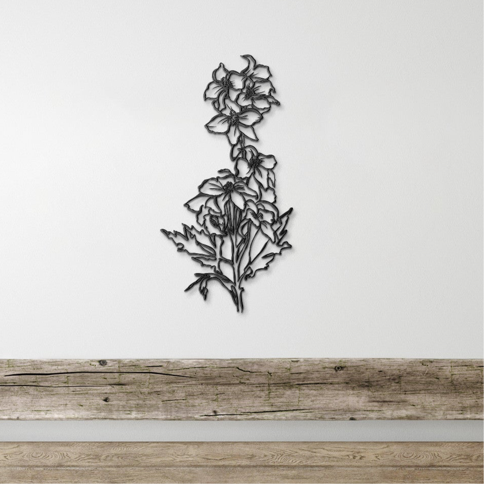 July Larkspur Birthflower by Leah Luria Metal Wall Art