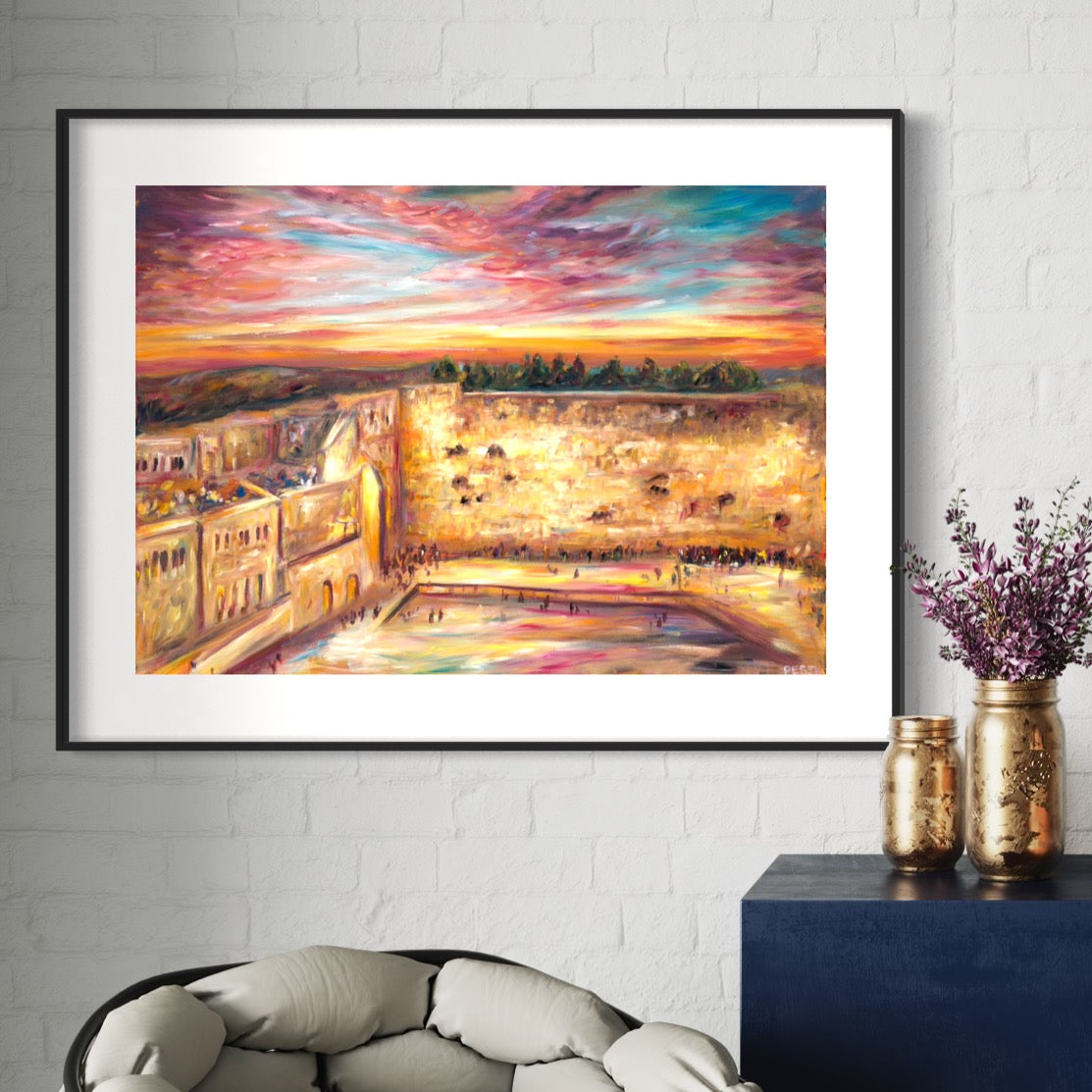 Kotel at Dusk by Pessy Samson Print on Fine Art Paper or Canvas Giclée