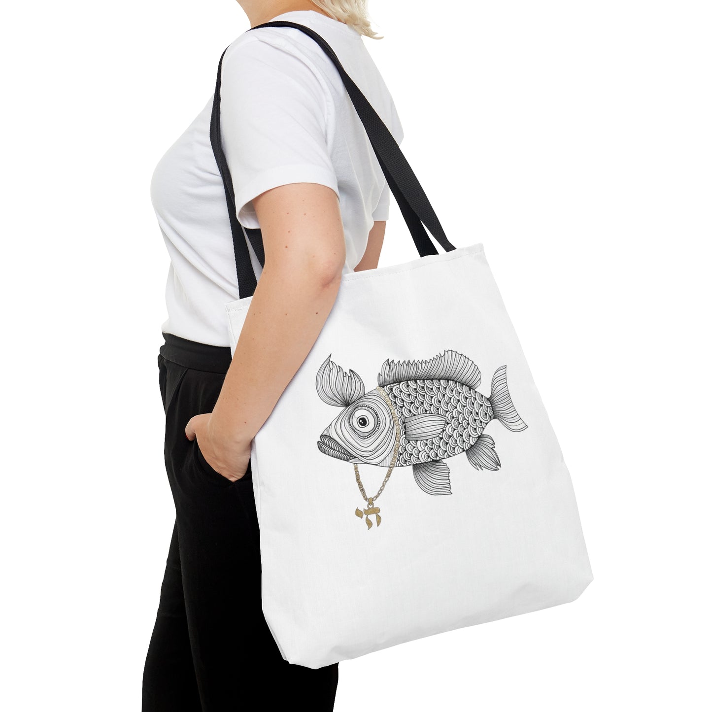 Chai Fish Tote Bag by Yael Flatauer