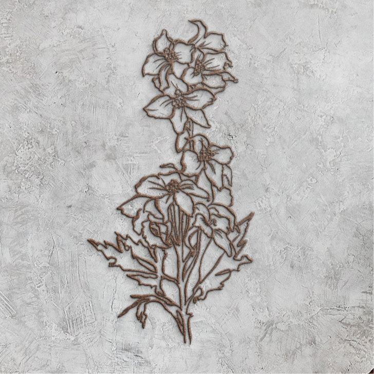 July Larkspur Birthflower by Leah Luria Metal Wall Art