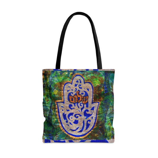 "Hamsa of Peace in Turquoise" by Esther Cohen Tote Bag