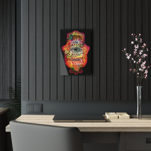 "Hamsa in Reds" by Esther Cohen Glossy Acrylic Print