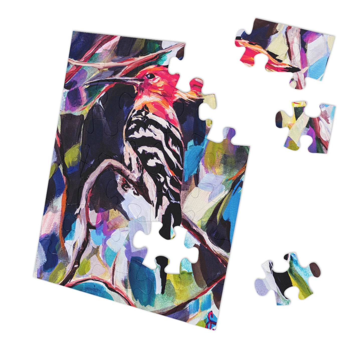 Painted Hoopoe Painting by Leah Luria Jigsaw Puzzle