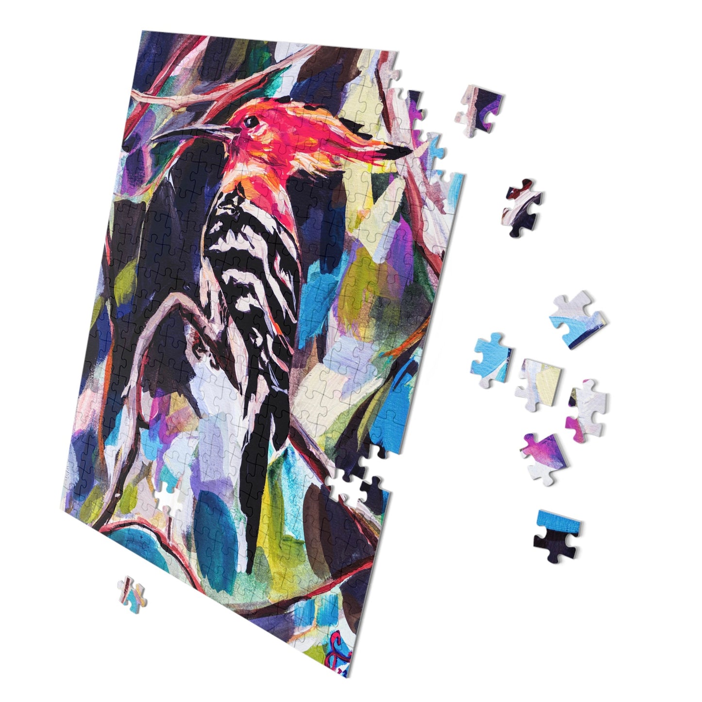 Painted Hoopoe Painting by Leah Luria Jigsaw Puzzle