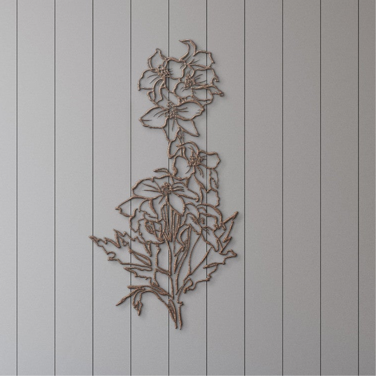 July Larkspur Birthflower by Leah Luria Metal Wall Art