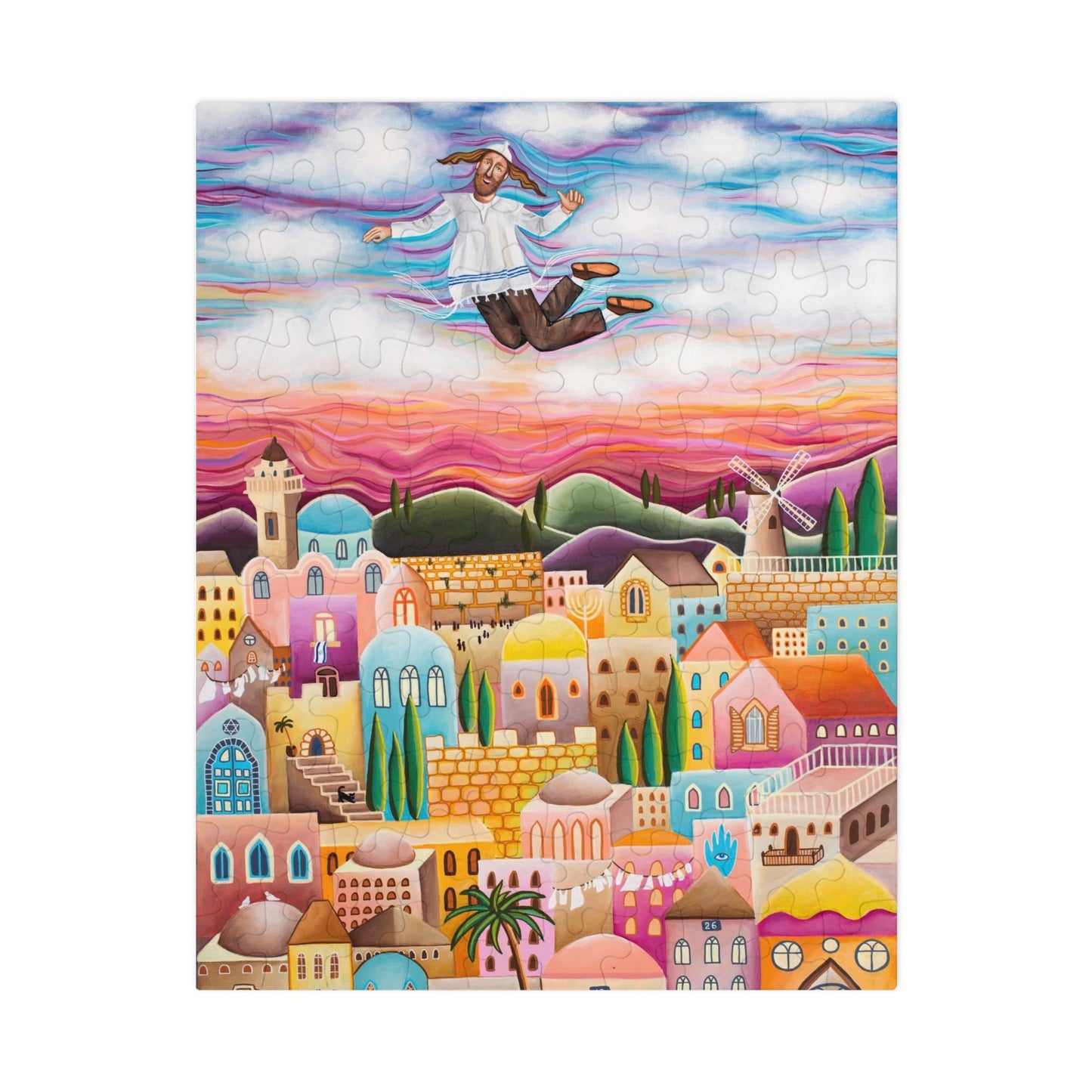 "The Flying Hassid" by Yael Flatauer Jigsaw Puzzle (30, 110, 252, 500,1000-Piece)