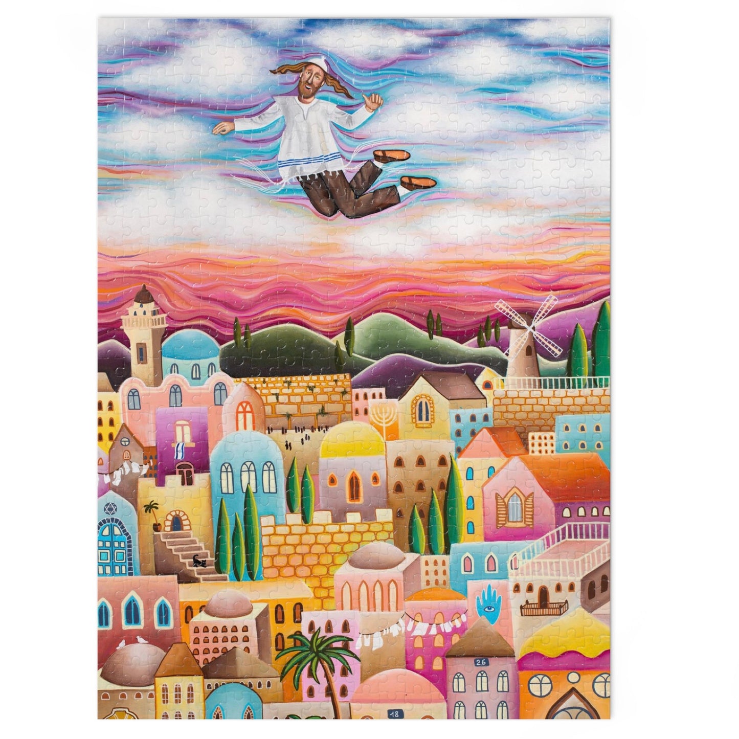 "The Flying Hassid" by Yael Flatauer Jigsaw Puzzle (30, 110, 252, 500,1000-Piece)