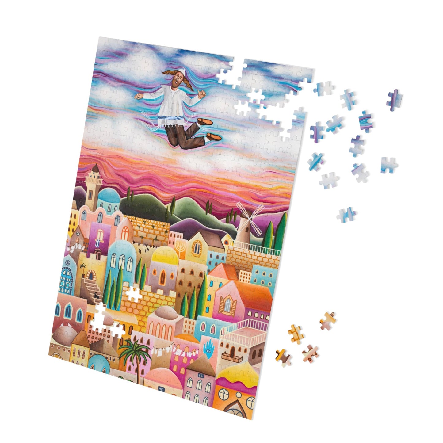 "The Flying Hassid" by Yael Flatauer Jigsaw Puzzle (30, 110, 252, 500,1000-Piece)